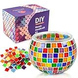 Joyclub DIY Mosaic Candle Holder Kit Mosaic Kits for Adults and Kids Stained Glass Tealight Candle Holder for Home Lighting Decor Girls Birthday Craft Gifts