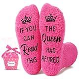 HAPPYPOP Retirement Gifts for Women - Gifts Her Socks, Retired Dark Pink Socks