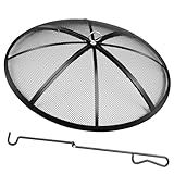 Fire Pit Spark Screen, 40 Inch Diameter Fire Pit Screen with Handle & Poker,Heavy Duty Metal Mesh Fire Pit Screen,Fire Pit Lid for Outdoor/Beach/RV Camping/Backyard