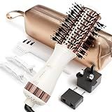Travel Blow Dryer Brush in one, Dual Voltage Mini Hot Air Brush, Hair Trends Nano Titanium 2 Inch One Step Hair Dryer and Styler Volumizer Oval Shape