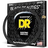 DR Strings Black Beauties BKB-45 Coated Black Bass Guitar Strings – Medium Gauge, Medium Scale (BKB-45)