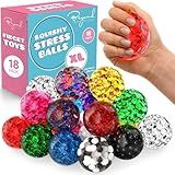 Stress Balls for Adults - 18 Pack | Fidget Toys | XL Stress Ball, Back to School Supplies, Squishy Fidget Toys | Anxiety Relief Calming Tool | Squishy Balls for Autism & ADHD, Assorted