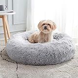 WESTERN HOME WH Calming Dog Bed & Cat Bed, Anti-Anxiety Donut Dog Cuddler Bed, Warming Cozy Soft Dog Round Bed, Fluffy Faux Fur Plush Dog Cat Cushion Bed for Small Medium Dogs and Cats