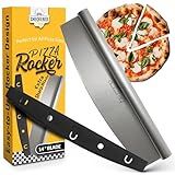Checkered Chef Pizza Cutter Rocker Blade 14" - Sharp Stainless Steel Rocker Knife with Plastic Blade Sheath, Dishwasher Safe, Outdoor Pizza Oven Accessories