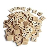 QMET 200PCS Scrabble Letters for Crafts - Wood Tiles for DIY Gift Decoration, Alphabet Coasters and Crossword Game