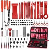 AKLFEX 432Pcs Auto Trim Removal Tool Kit No Scratch Pry Tool for Car Door Panel Dashboard Removal, Include Clip Removal Tool, Panel Removal Tool, Car Radio Removal Tool, Red