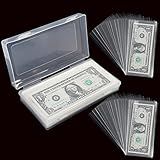 200 Pieces Currency Sleeves, Dollar Bill Holder with Storage Case for Collectors, Plastic Paper Money Holders Money Sleeves Protector for Bills, Album Banknotes Stamp Paper Protector Slab Holder