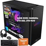Lenovo Legion Tower 5 Gaming Desktop (2025), AMD Ryzen 7 7800X3D, 12GB GDDR7 NVIDIA GeForce RTX 5070, 64GB DDR5 5600MHz, 2TB SSD, 2TB HDD, Wi-Fi 6E, Windows 11 Pro, W/REDRAGON Headphones and Mouse