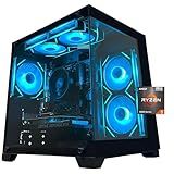 SKYESEV Gaming Desktop Computer PC,AMD Ryzen 5 5600,RTX3050 6GB,32GB RAM and 1TB M.2 NVMe PCle,ARGB Fan,WiFi,Game Design Office Console,Sea View Room,Prebuilt Gaming PC Tower