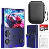 R40 Retro Handheld Game Console with Storage Case - Open Source System,3.5" IPS Screen, 18,000+ Classic Games, 128G TF Card, 3000mAh Battery, Portable Gaming Player for Travel, Blue
