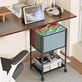 Sbanmao Letter/Legal Rolling File Cart, Narrow Mobile File Cabinet with Wheels Hanging Files, Metal Hanging File Folder Cart File Organizer Under Desk Storage for Home Office, Black