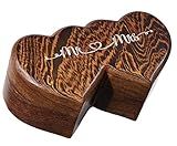 Handmade Wooden Ring Box - Rustic Mr & Mrs Ring Bearer Holder for Engagement, Proposal, Wedding Ceremony