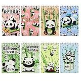 Boerni 8 Pcs Cute Panda Mini NotePads Kawaii Cartoon Spiral Pocket Notebook Animal Memo Notebooks Birthday Teacher Classroom Rewards Supplies for Kids Party Goody Bags Stuffers