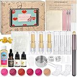 JUYRLE Lipstick Making Kit- 47Pcs DIY Matte Velvet Lipstick Set, Lip Gloss Kit, Make Your Own Lip Stain Kit with Beeswax Long-Lasting Quick-Drying Non-Stick Cup Lip Makeup Gift Kit for Women Beginner