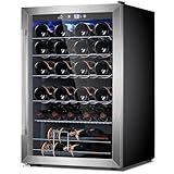 Electactic Wine Cooler Refrigerator 4.4 Cu.ft, 37 Bottle Freestanding Cabinet Wine Cellars, Wine Fridge with Glass Door for Home Use, Protecting Your Reds and Whites
