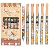 Lopenle 12 PCS Novelty Capybara Pen Themed Rollerball Pen Animal Pens - Black Ink - Smooth Writing Tool for School, Office, and Everyday Use