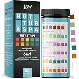 Hot Tub and Pool Test Strips - 6in1 Quick & Accurate Hot Tub, Spa, Pool Test Strips - 100 Water Test Strips, Water Test Kit with E-Book - Test Chlorine, Bromine, pH, Hardness, Alkalinity - JNW Direct