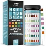 Hot Tub and Pool Test Strips - 6in1 Quick & Accurate Hot Tub, Spa, Pool Test Strips - 100 Water Test Strips, Water Test Kit with E-Book - Test Chlorine, Bromine, pH, Hardness, Alkalinity - JNW Direct