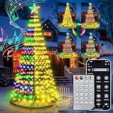 7ft Smart Pre-lit LED Cone Christmas Tree - 30+ Modes 391 Color Changing Lights with App & Remote Control, Timer, Music Sync for Indoor or Outdoor (Green Finish)