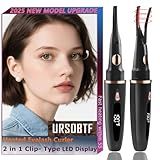 Heated Eyelash Curlers - 2 in 1 Clip- Type Electric lash Curler Best Seller 5S Heating Eyelash Curler LED Display 3 Temp Settings for Makeup Tools USB Rechargeable Natural Curling-Black