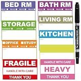 200 Count Removable Moving Labels, 3.4 x 2 in, 9 Colors with Pen
