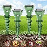 4 Pack Mole Repellent Solar Powered, Snake & Skunk & Vole & Gopher & Armadillo & Rabbit & Groundhog & Chipmunk Repellent for Yard, IP 65 Waterproof Outdoor Ultrasonic Deterrent for Lawns Garden