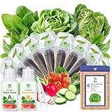 Salad Seed Pods, Grow Anything Kit for All Hydroponics Growing Systems, 8 Pods with 600+ Seeds of Red Cherry Tomato, Butter Head, Romaine, Spinach, Mini Cucumber and Radish