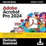 Adobe Acrobat Pro 2024 Student & Teacher Edition | Software Download | PDF Software | 3-year term license | Activation Required [PC/Mac Online Code]