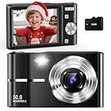 Digital Camera for Kids, 50MP UHD 4K Point and Shoot Digital Cameras with 32GB Card, 16X Zoom, Anti-Shake, Date Stamp, Compact Portable Small Cameras for Starter Children Teen Student Girl Boy