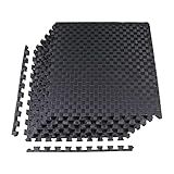 BalanceFrom Puzzle Exercise Mat 1" Thick, EVA Interlocking Foam Floor Tiles for Home Gym, Mat for Home Workout Equipment, Floor Padding for Kids, Black, 24 in x 24 in x 1 in, 24 Sq Ft - 6 Tiles