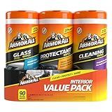 Armor All Protectant, Glass and Cleaning Wipes, Wipes for Car Interior and Car Exterior, 30 Count Each (Pack of 3)