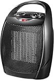 Kismile Small Electric Space Heater Ceramic Space Heater,Portable Heater Fan for Office with Adjustable Thermostat and Overheat Protection ETL Listed for Kitchen, 750W/1500W(Black)