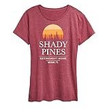 Instant Message - Shady Pines Retirement Home - Women's Short Sleeve Graphic T-Shirt - Size 2 X-Large Heather Wine