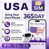 Jethro Mobile One Year Unlimited Talk & Text Cell Phone Plan, 5G/4G LTE, Compatible with GSM Senior Cell Phones, Dumb Phones & Feature Phones, 3-in-1 Size SIM Card
