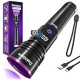 Dokhbem 365nm UV Flashlight Rechargeable, Black Light Flashlight with LCD Display, Powerful Ultraviolet Lights for Pet Urine Detection, Resin Curing, Rockhounding, Scorpion, Uranium Glass, A/C Leak