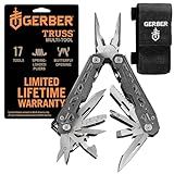 Gerber Gear Truss 17-in-1 EDC Needle Nose Pliers Multi tool - includes Pocket Knife, Screwdriver, and Bottle Opener Accessories - Gifts for Men, Fishing and Camping Gear - Gray with Standard Sheath