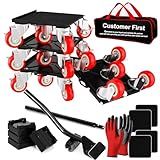 Qenovo Furniture Dolly Set 5 Wheels Heavy Duty, Furniture Movers with Silent Rubber Wheels, 360° Rotation with Brake, 1400Lbs Load Capacity, Furniture Lifter for Easy Moving Large Furniture.