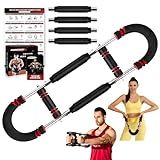 Twister Arm Trainer, 30-120 lbs Adjustable Twister Arm Chest Exerciser with 4 Spring & Poster for Men & Women, Detachable Power Twister Home Fitness Equipment for Enhancing Upper Body Muscle -Red