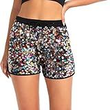 Yuji Itadori Multicolored Sequin Shorts for Women with Elastic Cord High Waist Pants Casual Loose Carnival Line Shorts
