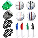 8 Pack Golf Ball Marker Liner Drawing Marker, 4 Golf Ball Marker Stencil and 4 Color Golf Ball Markers, Golf Ball Line Marker Tool, Golf Ball Alignment Marking Tool for The Golfer