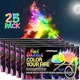 Fire Dazzle Fire Color Changing Packets for Fire Pit - 25 Pack Color Packets, Flame Changer for Fire Pit and Campfires - Camping Games Accessories for Kids and Adults