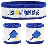 3 Pcs Sweatband Set Men Women, Moisture Wicking Sweat Absorbent 2 Wristbands and 1 Headband for Pickleball Tennis, Great Gift for Sports
