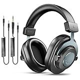 FIFINE Studio Monitor Headphones for Recording, Wired Headphones with 50mm Driver, Over Ear Headset with Detachable Cables 3.5mm or 6.35mm Jack, Black, on PC/Mixer/Amplifier-H8