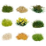 Warmtree 126 Pcs Static Grass Bushy Tufts Lowland Shrubs Tuft Terrain Model Kit for Train Landscape Railroad Scenery Sand Military Layout Model Miniature Bases and Dioramas