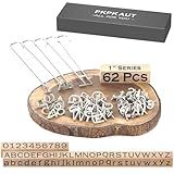 PKPKAUT 62Pcs 1" Number/Uppercase&Lowercase Letters Custom Wood Branding Iron Personalized for Wood Working, Leather Hats, Steak, BBQ Brander & Bread Logo, Personalized Steak Branding Iron for Food