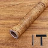 COSNIGHT Wood Grain Contact Paper with Tools, Peel and Stick Wallpaper, Self Adhesive Wall Paper for Countertop Drawer Shelf Liner Cabinet Easy to Clean 15.7In x 118In