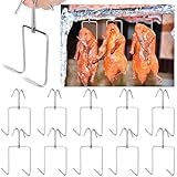 Teenyyou 10 Pcs Meat Hooks, Stainless Steel Smoker Hangers Roast Duck Grill Hooks 5 x 2.8 Inch Big Easy Meat Hangers for Grilling Outdoor Cooking, Drying, BBQ, Sausage Chicken Beef Hanging Tool
