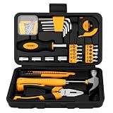DEKOPRO 94 Piece Tool Set Household DIY Tool Kit for Men with Storage Toolbox, Small Basic Hand Tool Box Set for Home Repair, DIY, Apartment, Office, Orange
