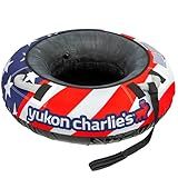 Yukon Charlie's Stars and Stripes Inflatable Snow Tube 46” – Heavy-Duty Snow Sled with Polyester Cover, Slick PVC Bottom, and Foam Handles – Perfect for Kids Ages 7+