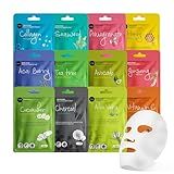 Celavi Essence Facial Sheet Face Mask Variety Set Classic Authentic Korean Moisturizing Skincare (12-Packs)